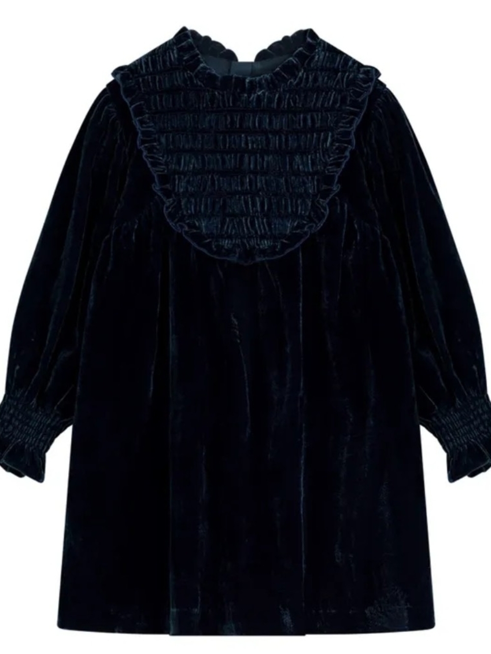 C'era Una Volta Dolores Smocked Velvet Dress | Petrol blue
